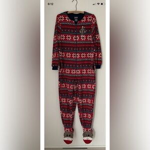 Nick & Nora Sock Monkey Onesie Pajamas Fair isle Medium Adult